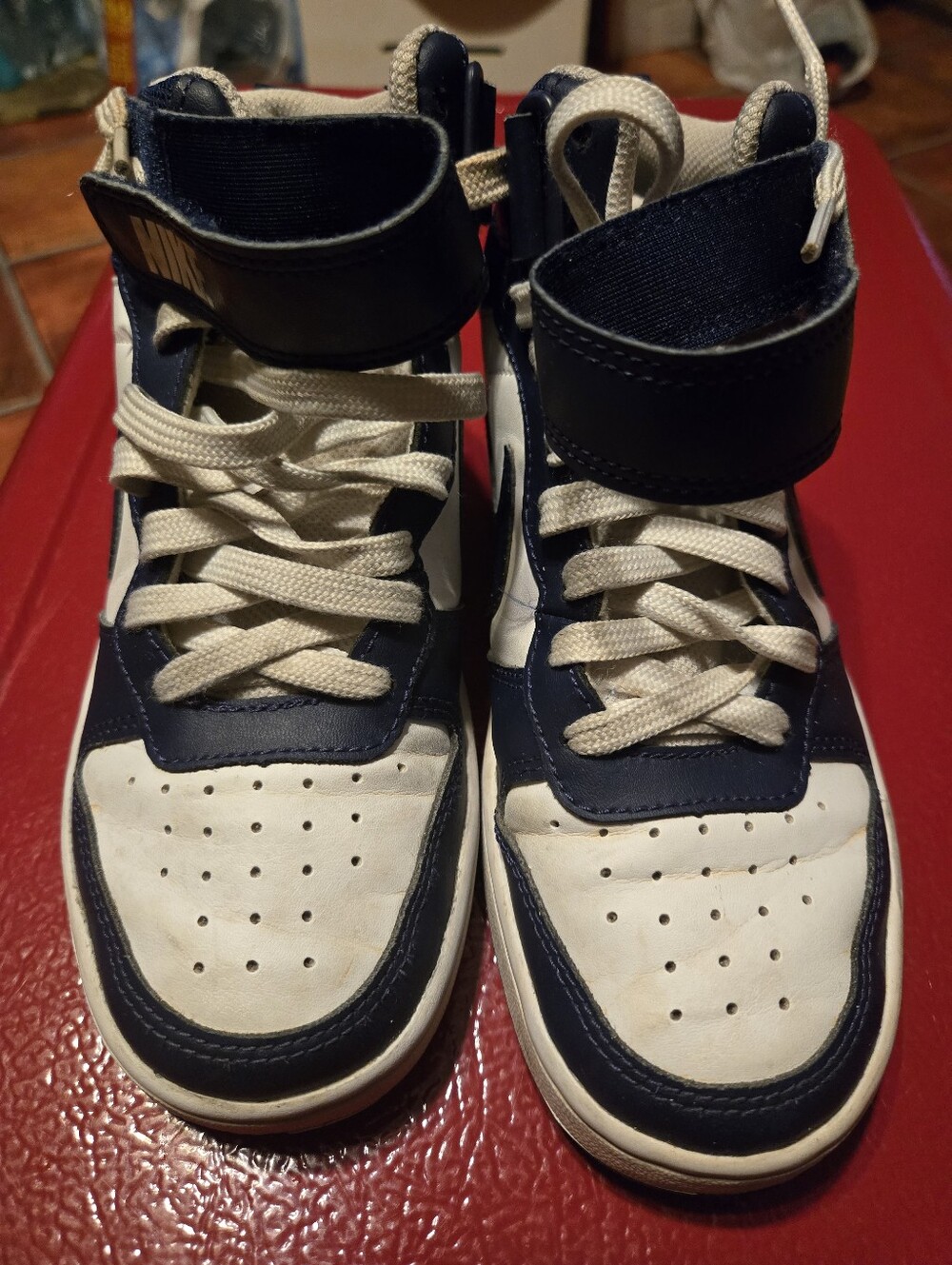Nike Kids High-Top Sneakers in Navy and White